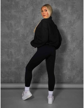 Kaiia Premium Rib Seamless Leggings Black
