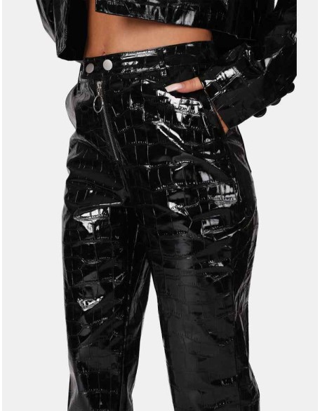 Croc Vinyl Trousers Black