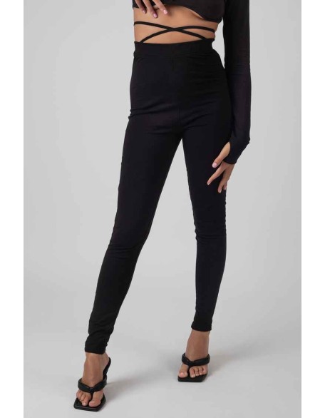 Tie Waist Leggings Black