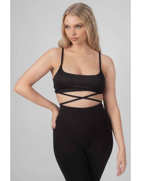Strappy Tie Cropped Bralet Black