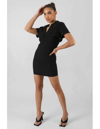 Cropped Layer Blazer Mini Dress Black