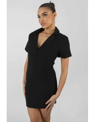 Cropped Layer Blazer Mini Dress Black