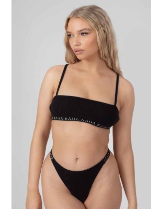 Kaiia Elastic Rib Thong Black