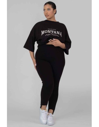 Curve Rib Stirrup Legging Black