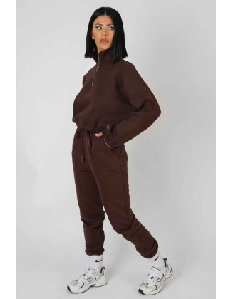 Oversized Fit Seam Front 90S Joggers Chocolate