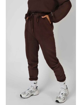 Oversized Fit Seam Front 90S Joggers Chocolate