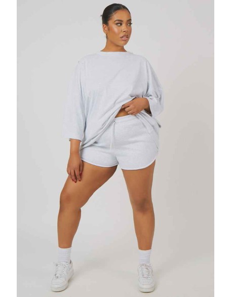 Curve Exposed Seam Oversized T Shirt Oatmeal Marl