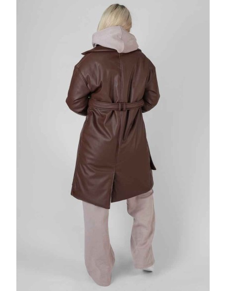 Padded Pu Trench Chocolate