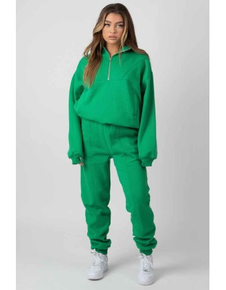 Oversized Fit Seam Front 90S Joggers Green