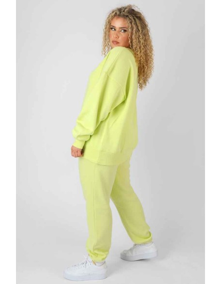 Curve Text Detail Oversized Sweat Lime