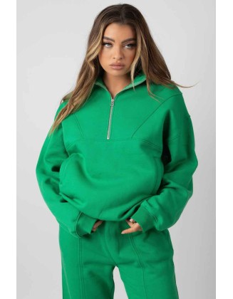 Oversized Half Zip Pullover Sweat Green