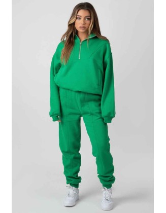 Oversized Half Zip Pullover Sweat Green