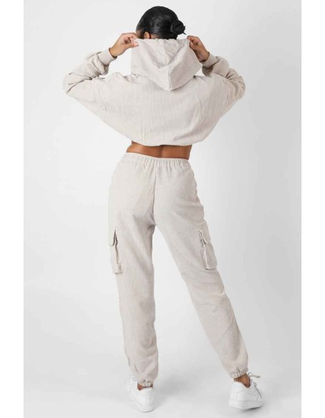 Cord Pocket Detail Joggers Ecru
