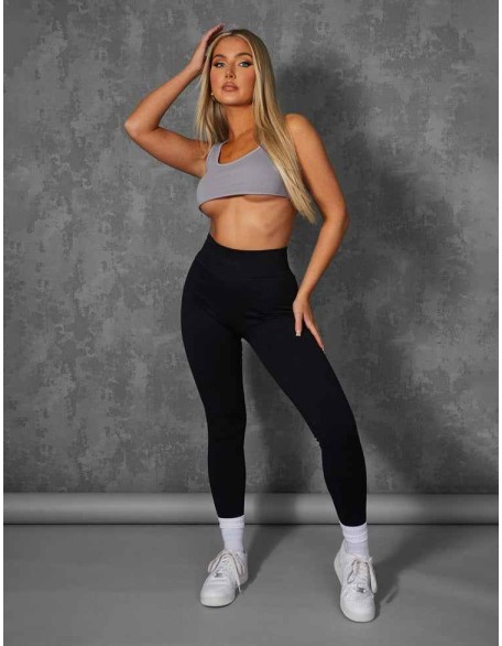 Raw Hem Scoop Neck Crop Top Grey
