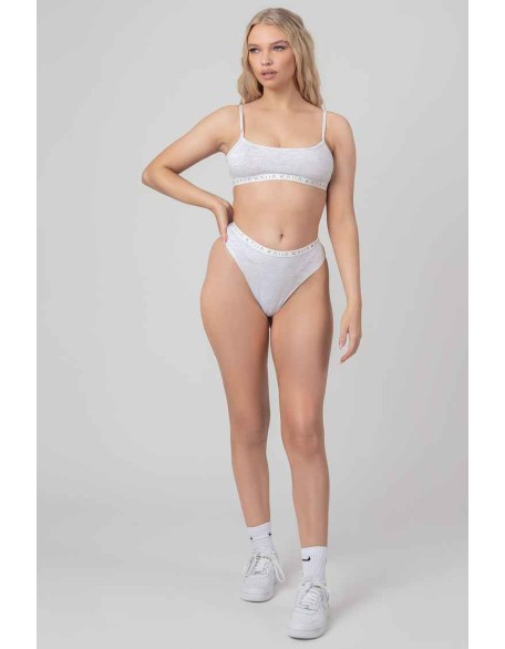 Kaiia Elastic Squareneck Bra Grey Marl