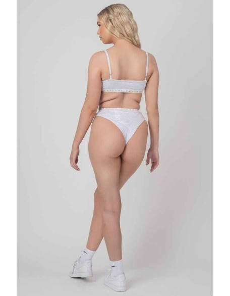 Kaiia Elastic Squareneck Bra Grey Marl