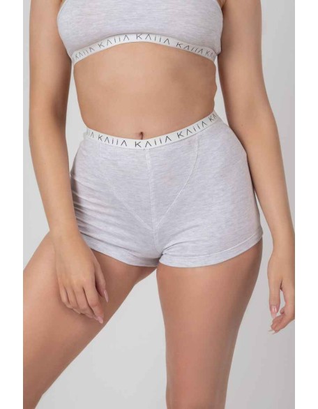 Kaiia Elastic Girl Boxer Grey Marl