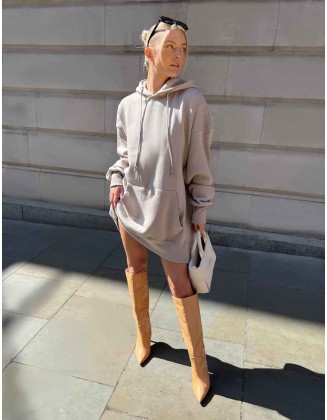 Oversized Sweat Hoodie Dress Ash