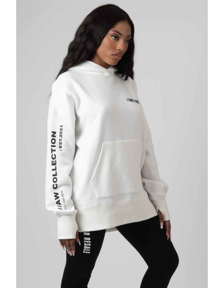Oversized Text Hoody Ecru