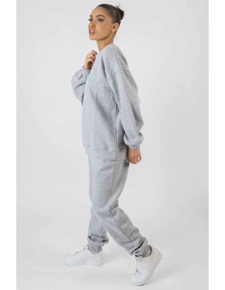 Oversized Fit Denver Print Seam Detail Joggers Grey