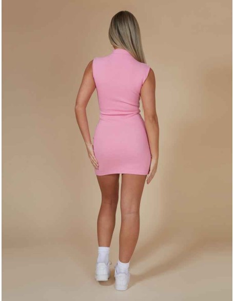 Rib Cut Out Bodycon Mini Dress Pink