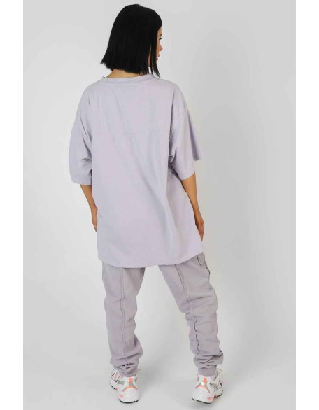 Side Slogan Oversized T-Shirt Lilac