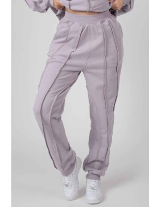 Oversized Fit Raw Edge Joggers Lilac