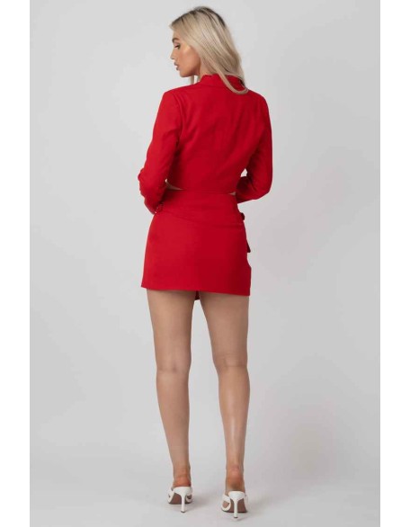 Buckle Detail Mini Skirt Red