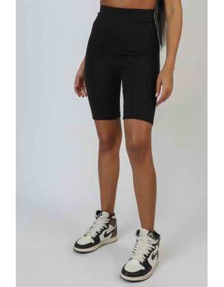 High Waisted Jersey Cycling Shorts Black