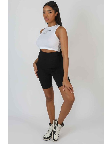 High Waisted Jersey Cycling Shorts Black