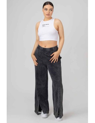 Oversized Fit Split Front Seam Detail Wide Leg Joggers Acid Wash