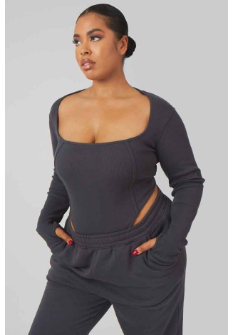 Curve Extreme High Leg Bodysuit Dark Grey