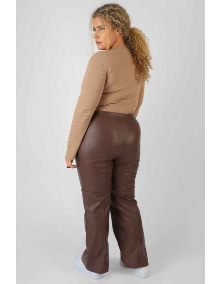 Curve Zip Front Ribbed Bodysuit Light Brown
