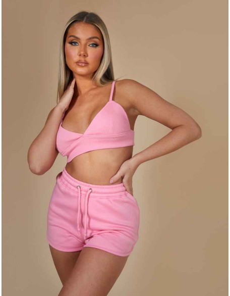 Triangle Ribbed Bralet Pink