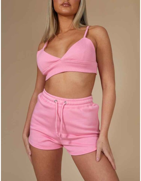 Triangle Ribbed Bralet Pink