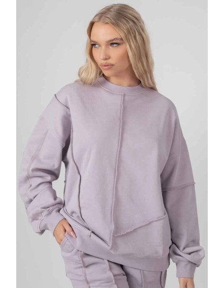 Oversized Exposed Seam Detail Sweatshirt Lilac