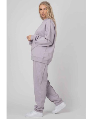 Oversized Exposed Seam Detail Sweatshirt Lilac