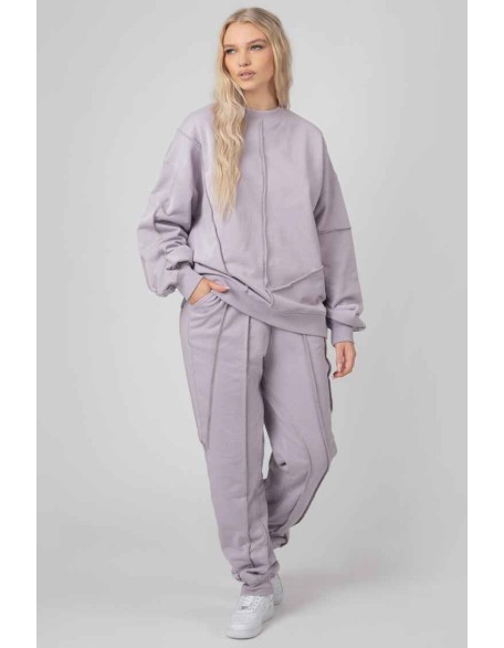 Oversized Exposed Seam Detail Sweatshirt Lilac