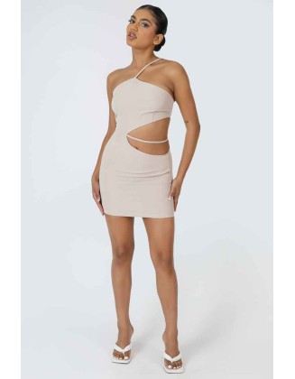 Asymmetric Cutout Waist Strappy Mini Dress