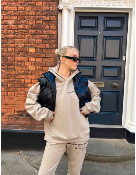 Oversized Text Detail Hoodie Elm
