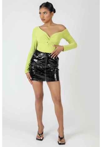Twist Wrap Gather Long Sleeve Bodysuit