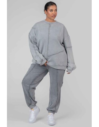 Curve Oversized Raw Edge Joggers Acid Wash