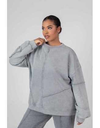 Curve Oversized Raw Edge Sweatshirt Acid Wash