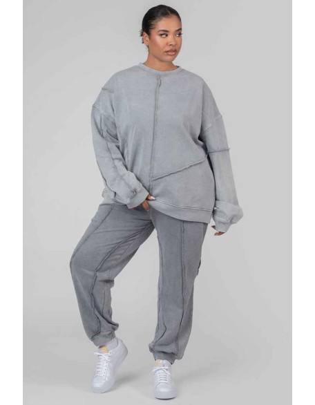 Curve Oversized Raw Edge Sweatshirt Acid Wash