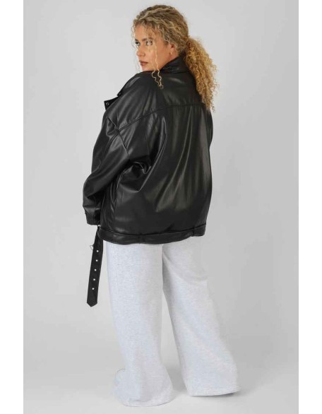 Curve Pu Oversized Biker Jacket