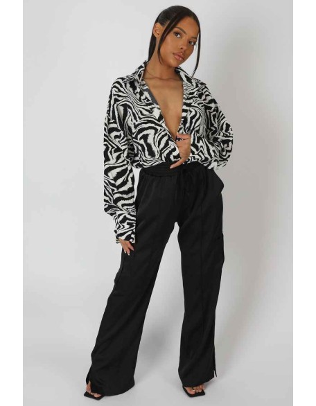 Psychedelic Printed Oversized Shirt Monochrome