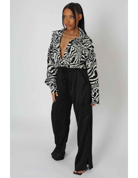 Psychedelic Printed Oversized Shirt Monochrome
