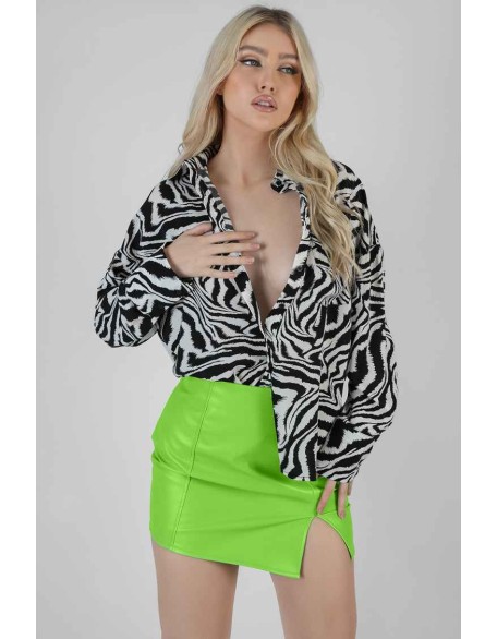 Psychedelic Printed Oversized Shirt Monochrome