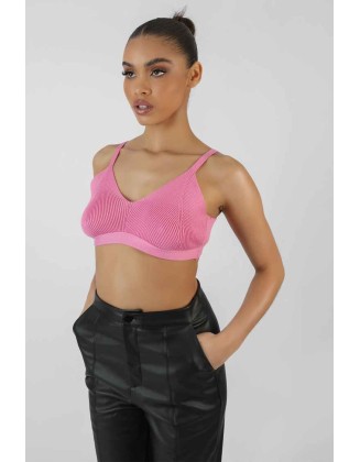 Triangle Knitted Bralet Pink