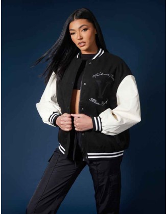 Oversized Varsity Jacket Black